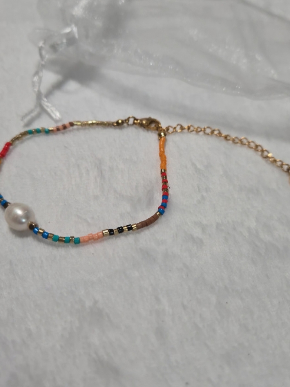 Plunder Multicolor Seed Bead Bracelet with Pearl Accent